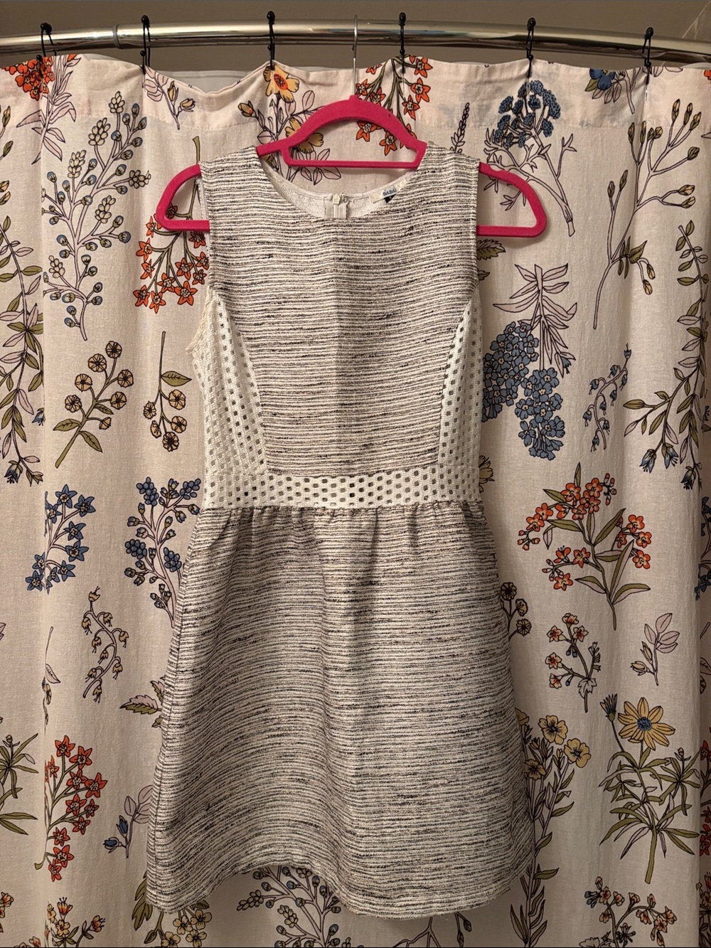 Gray and White Sleeveless A-Line Dress